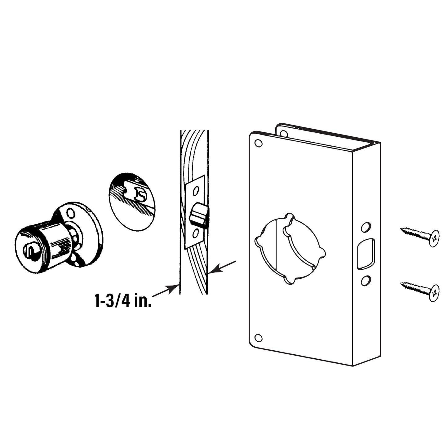Prime-Line U 9588 Stainless Steel Lock and Door Reinforcement Plate for 1-3/4 In. Thick Doors, Stainless Steel Finish (Single Pack)