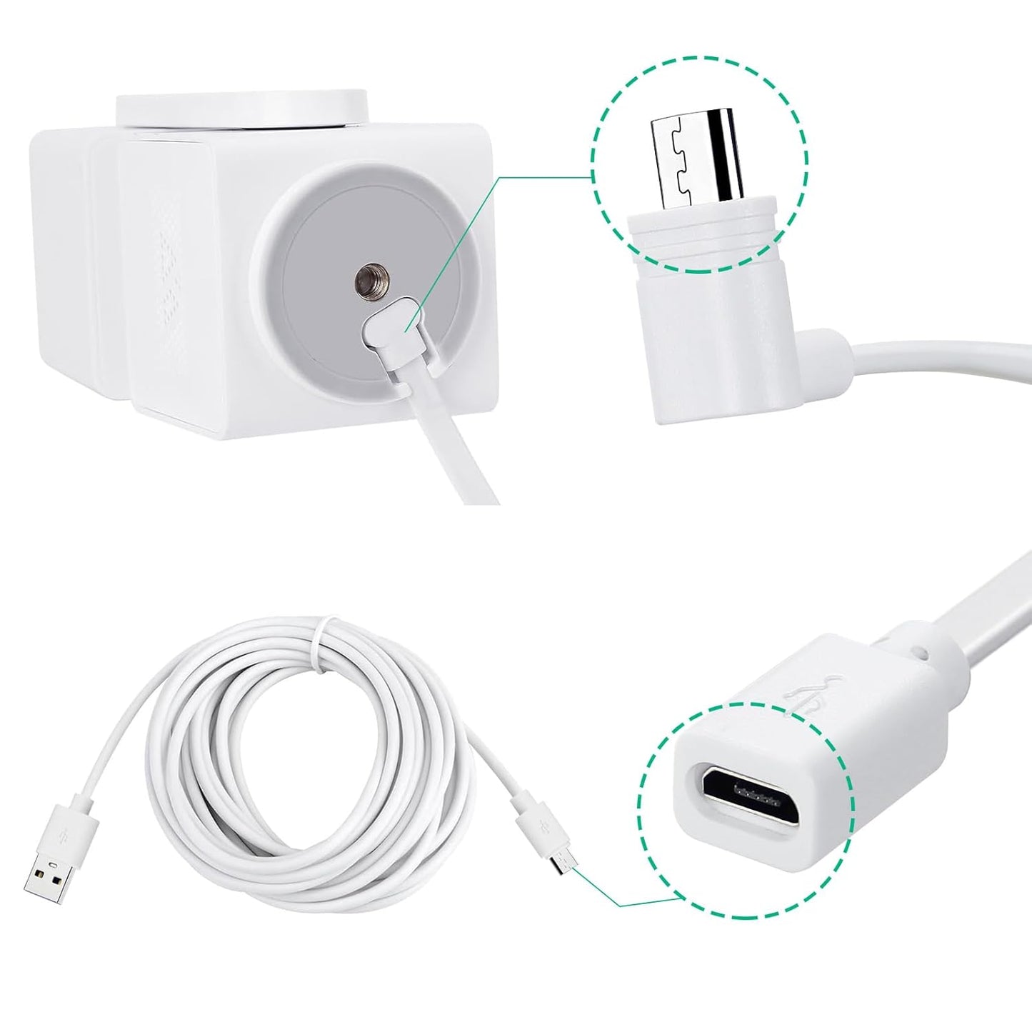 3-Pack V3 90 1 Extension Cable for WYZE Cam Pan Camera, Degree Micro USB Adapter, ft Flat Power Cord
