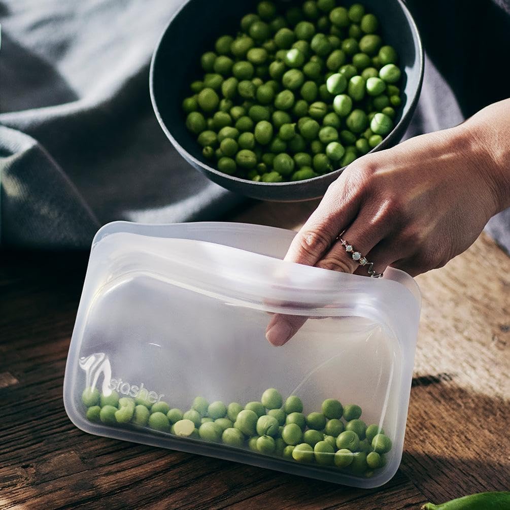 Stasher Silicone Reusable Food Storage Bags - Eco-Friendly 4-Pack | Freezer, Microwave & Dishwasher Safe