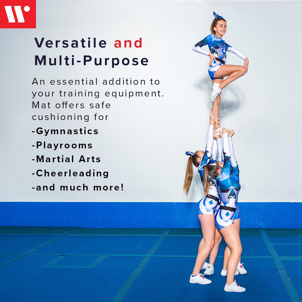 We Sell Mats 12 Inch Thick BiFolding Gymnastics Crash Landing Mat Pad, Safety for Tumbling, Back Handspring Training and Cheerleading, 4 ft x 8 ft, Blue