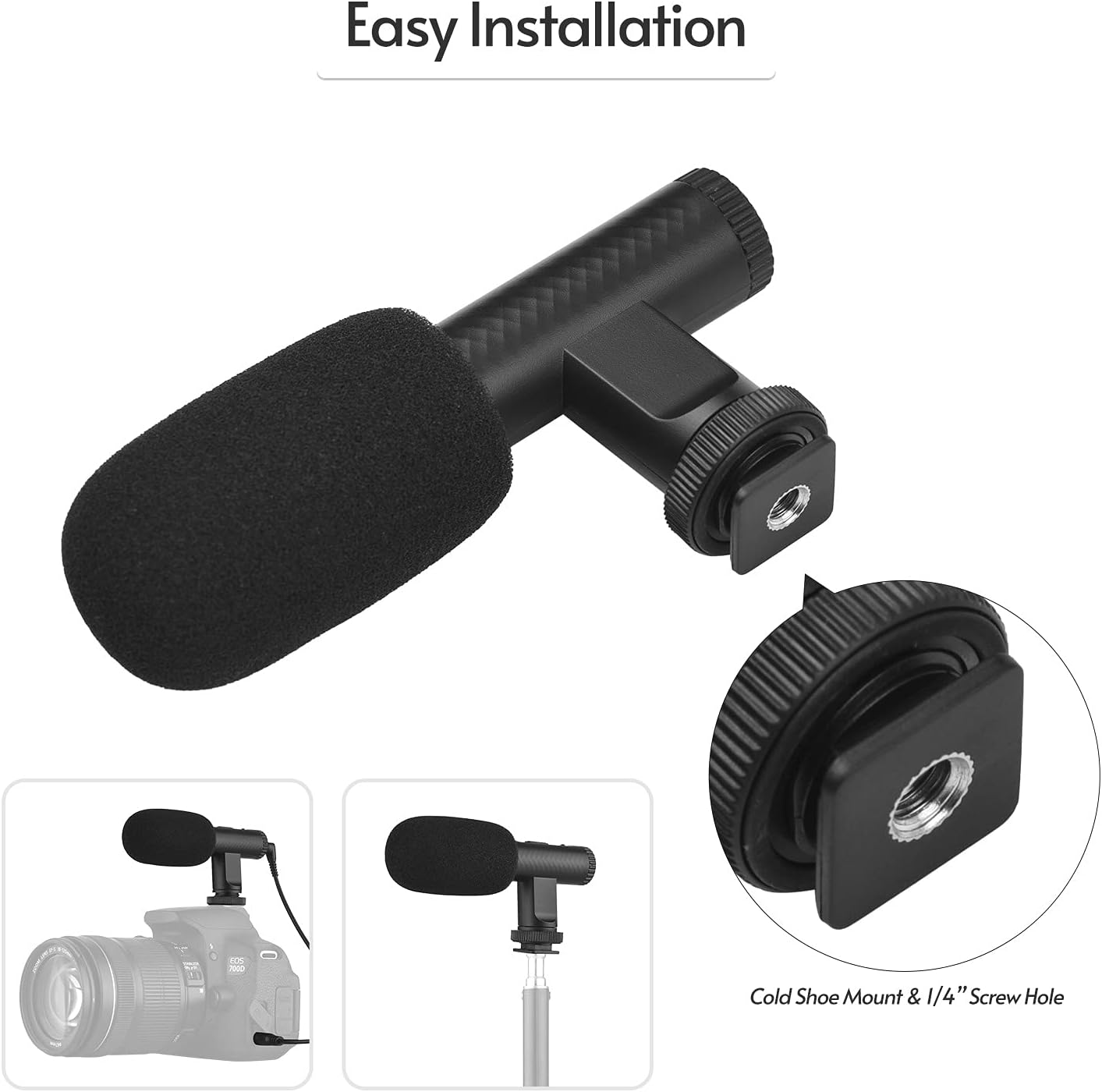 Namolit 3.5mm Portable Stereo Microphone Video Recording Mic TRS Plug Built-in Rechargeable Battery for DSLR Cameras