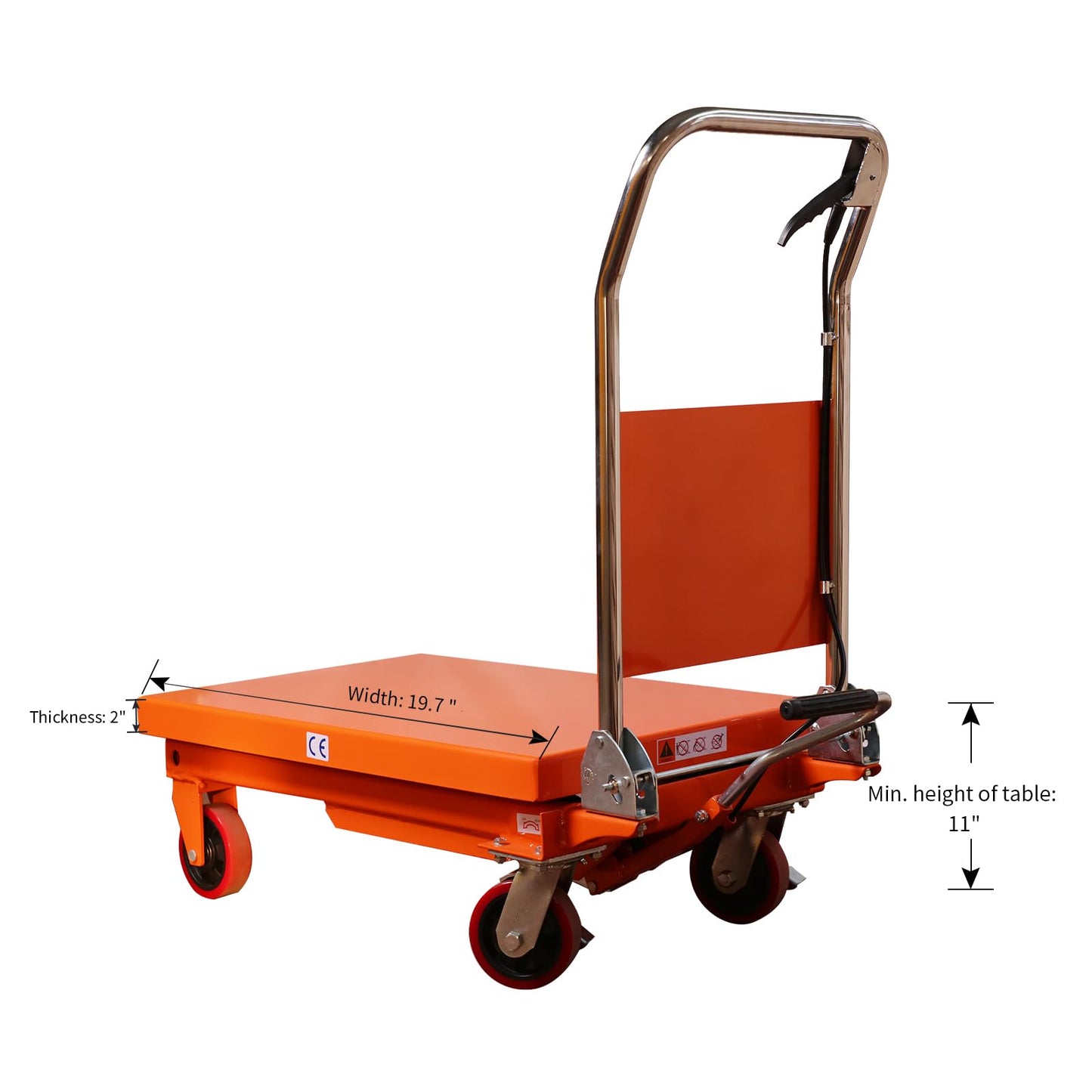 Tory Carrier Hydraulic Scissor 1100LBS Capacity, Lift Table Cart 35.41” Lifting Height, Manual Scissor Lift Table 4 Wheels and Foot Pump, Elevating Hydraulic Cart for Material Handling