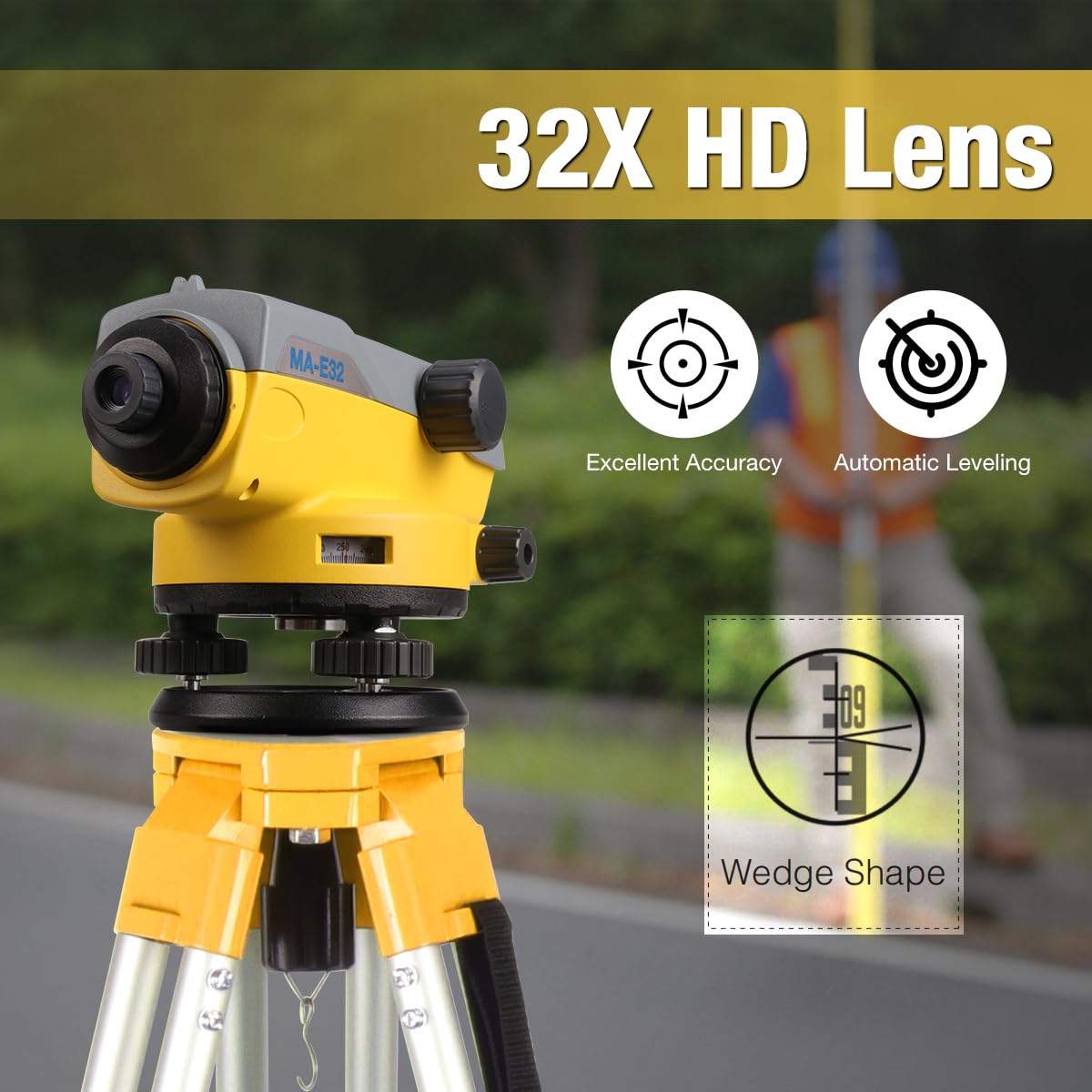 Mountlaser Automatic Transit Level 32X Optical Level Kit with Self- Leveling Magnetic Dampened Compensator and Transport Lock for Builders & Contractors | Excellent Accuracy | Water-resistant
