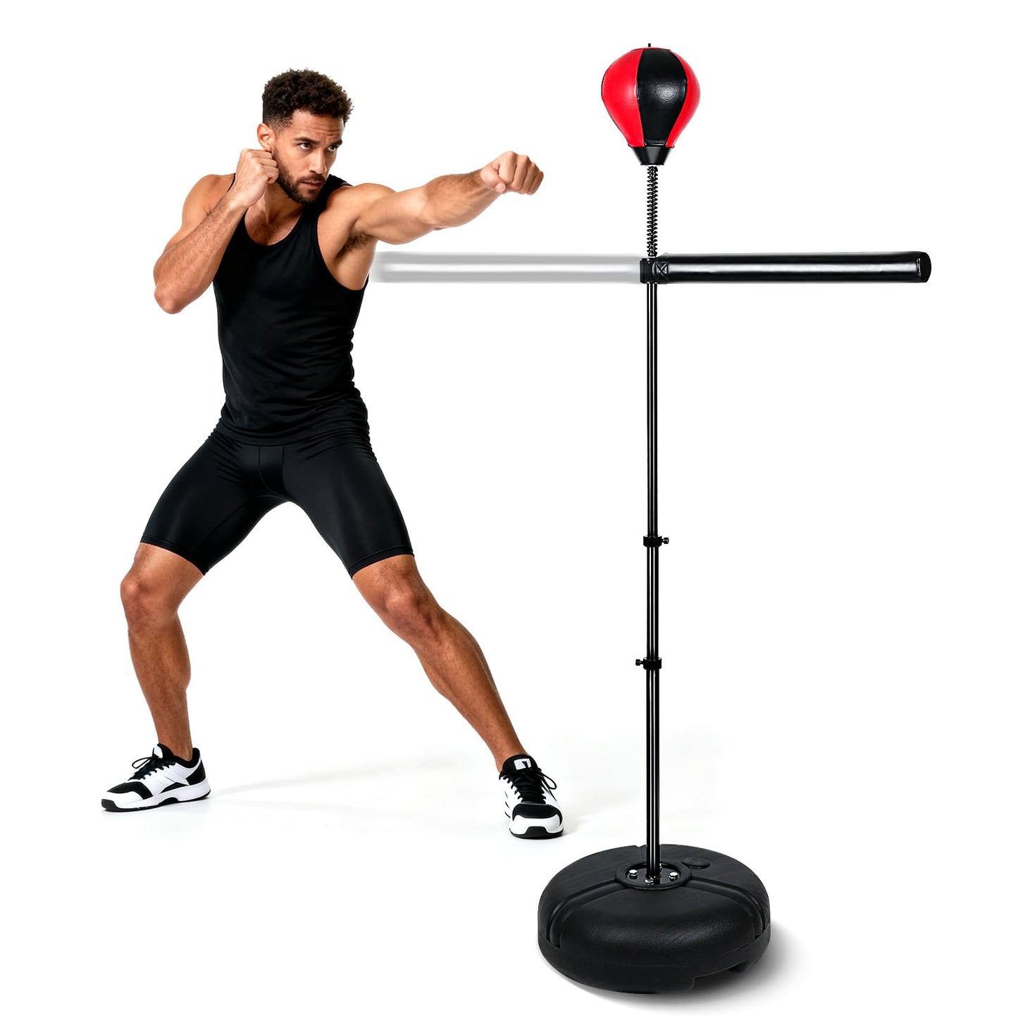 INNOLIFE Freestanding Punching Bag,Adjustable Height Home Boxing Training Equipment for Adults,Durable Boxing Bar & Stand with Stable Base for Fitness Workouts,Red
