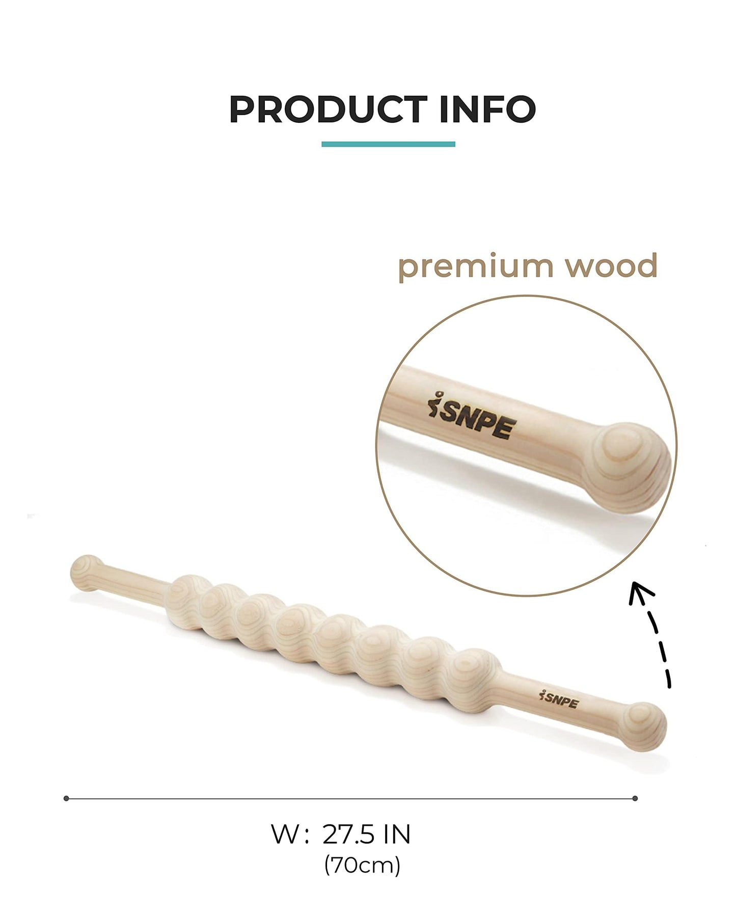 SNPE Cypress Wood Stick WaveGrip 8 - The Perfect Tool for targeted Massage Convenient Grip for Effortless use Relieve Tension in Your Neck, Shoulders, and Back with Added Benefit of Portability