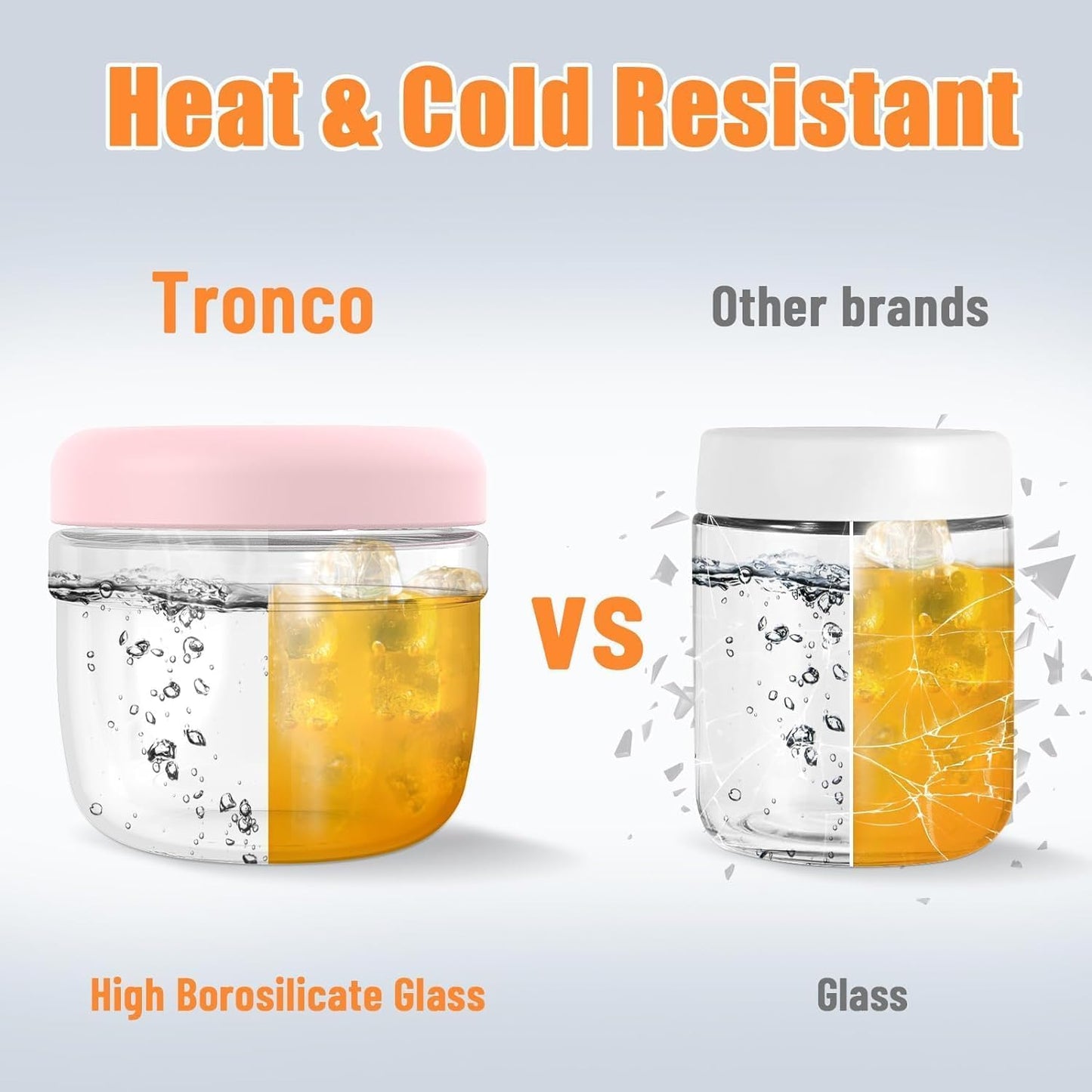 Tronco 16 oz Glass Food Storage Containers with Lids, Airtight, Leak & Spill Proof Glass Lunch Bowls for Meal Prep, Salad, Yogurt, Soup & Stew, Microwave & Dishwasher Safe, BPA-Free, Set of 1