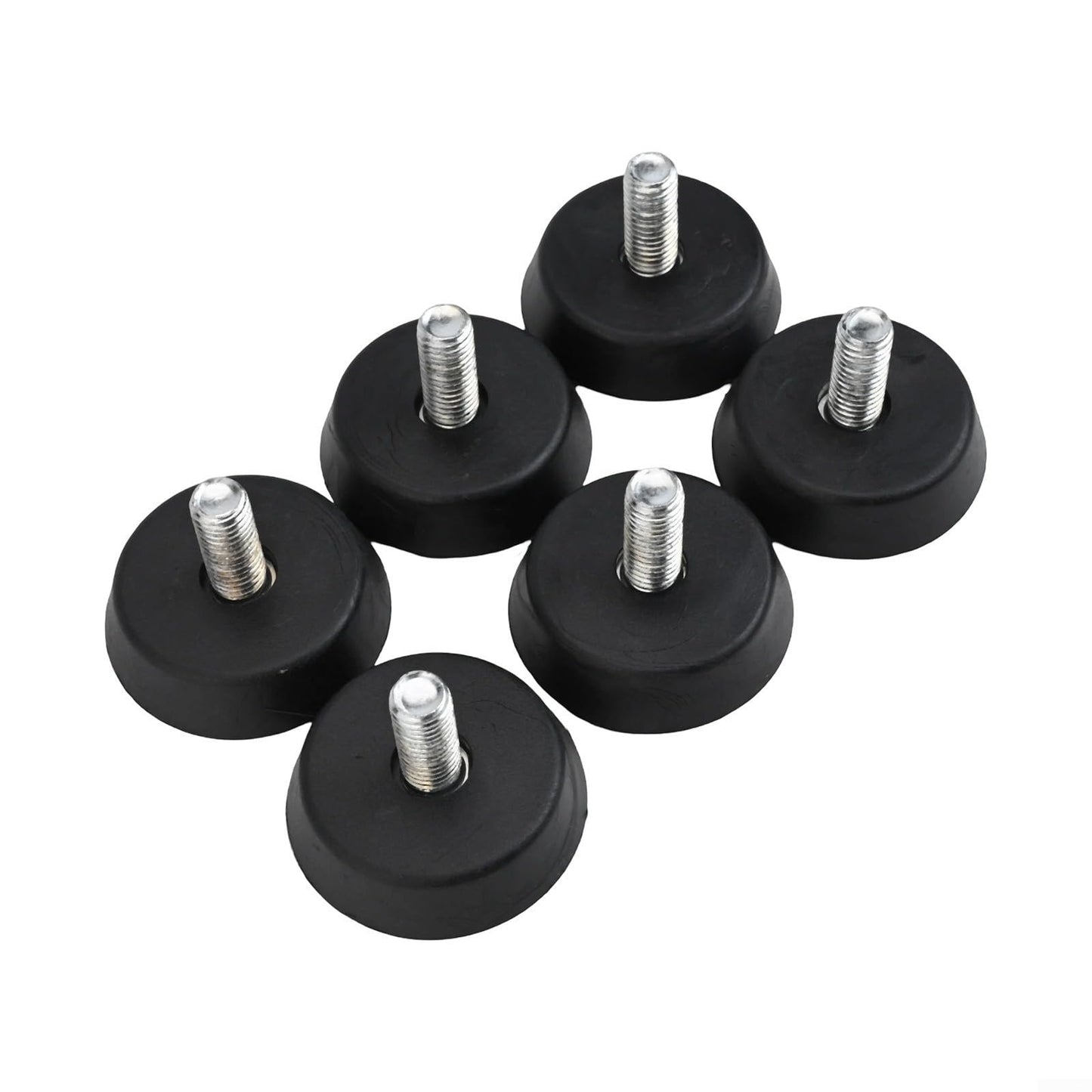 6pcs 3/8" Exercise Bike Foot Pads, Rubber Non-Slip Shock Absorption Pads for Stable Quiet Workouts, Anti-Vibration Leveling Feet with Wavy Grip Texture, Easy Install Replacement Parts, Black
