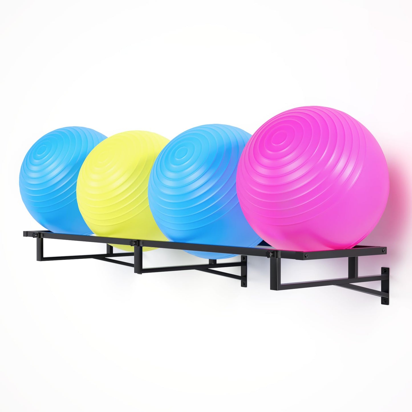 Lhysn Yoga Ball Holder,Extra Large Wall Rack for Gym Garage Wall Storage,Suitable for Stability Ball/Theraband Ball/Stability Balls for Exercise/Barre Ball/Yoga Block/Basketball/Volleyball Metal Shelf