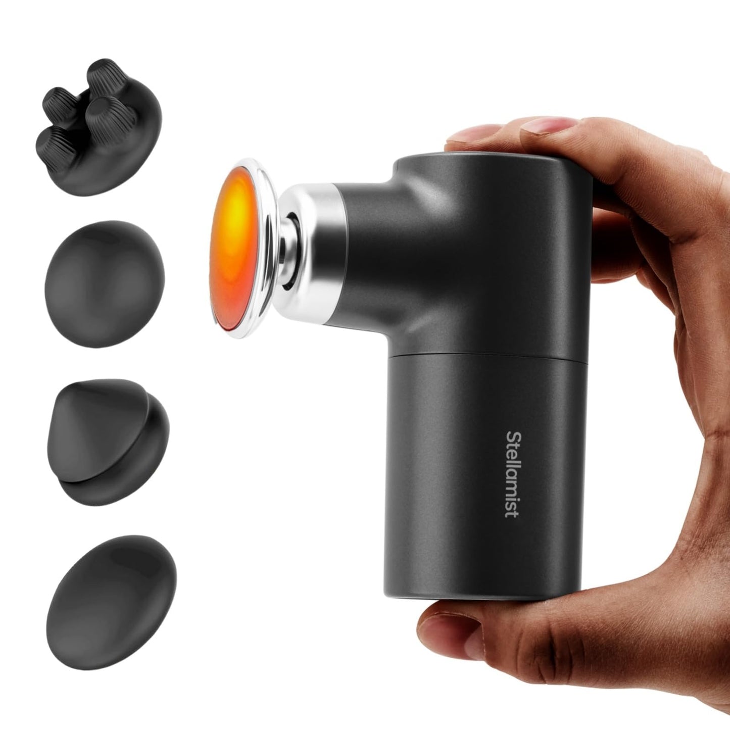 Stellamist Mini Thermal Massage Gun with Heat, Portable Hand Held Massager Gun, Portable Percussion Muscle Massager with 4 Massage Heads for for Dad, Office, Home, Athletes