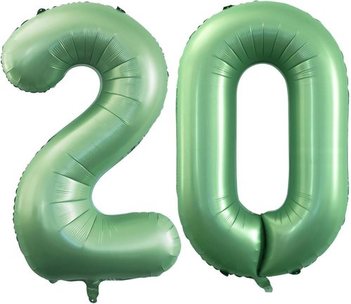 GOER Jumbo 42-Inch Sage Green Foil Balloons - Perfect for 20th Birthday & Anniversary Celebrations