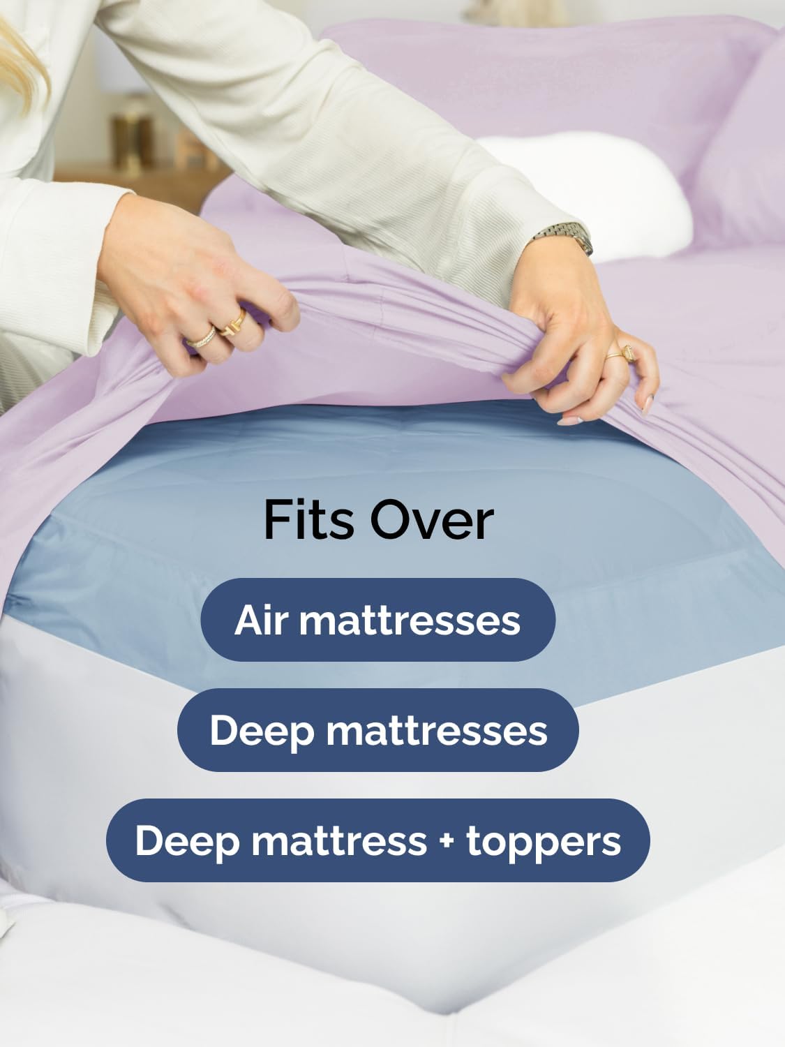Skiennix Extra Deep Twin Sheet Set | 4-Piece Breathable Cooling Bedding - Soft, Wrinkle-Free Light Lavender