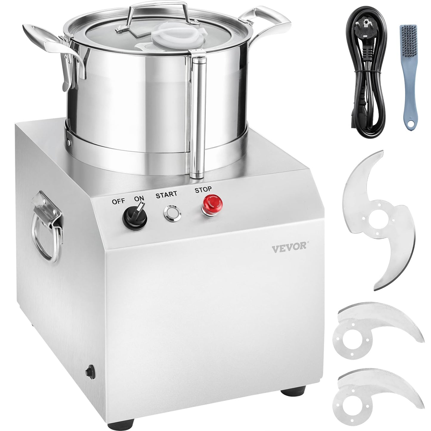 VEVOR Food Processor & Vegetable Chopper, 6.3 Quart Food-Grade Kitchen Chopper, Includes 2 Spare Stainless Steel S-Curve Blades, Commercial Food Processor for Chopping Vegetable, Fruit, Peanut & Meat