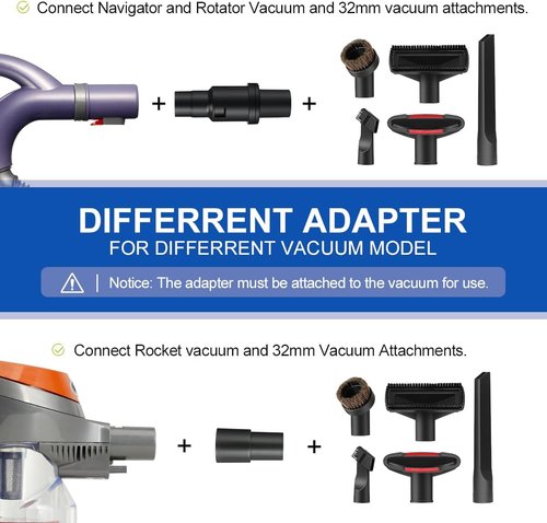 LANMU Vacuum Attachments - 1 1/4 Inch (32mm) Kit for Shark Navigator & Rocket Vacuums | Home & Car Cleaning