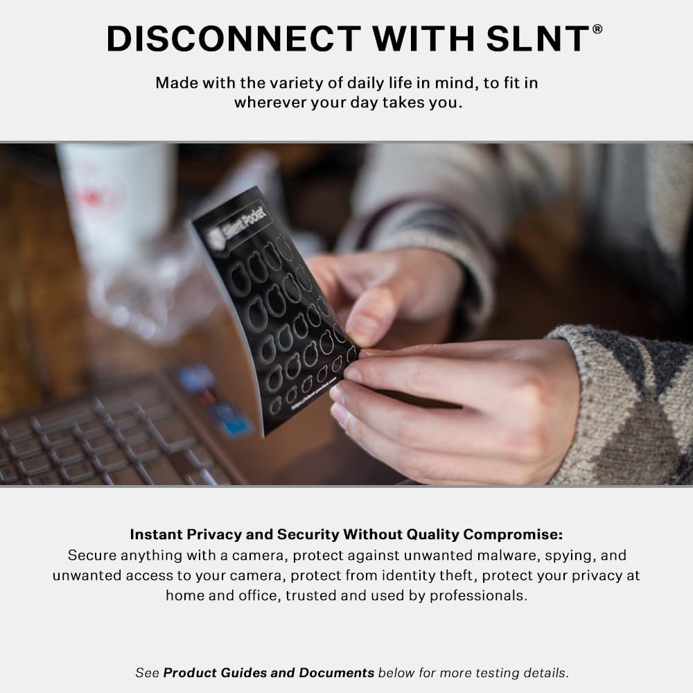 Silent Pocket SLNT Webcam Privacy Stickers for Camera Lens Privacy (Black Out) - Blocks Hackers' Spying, Recording