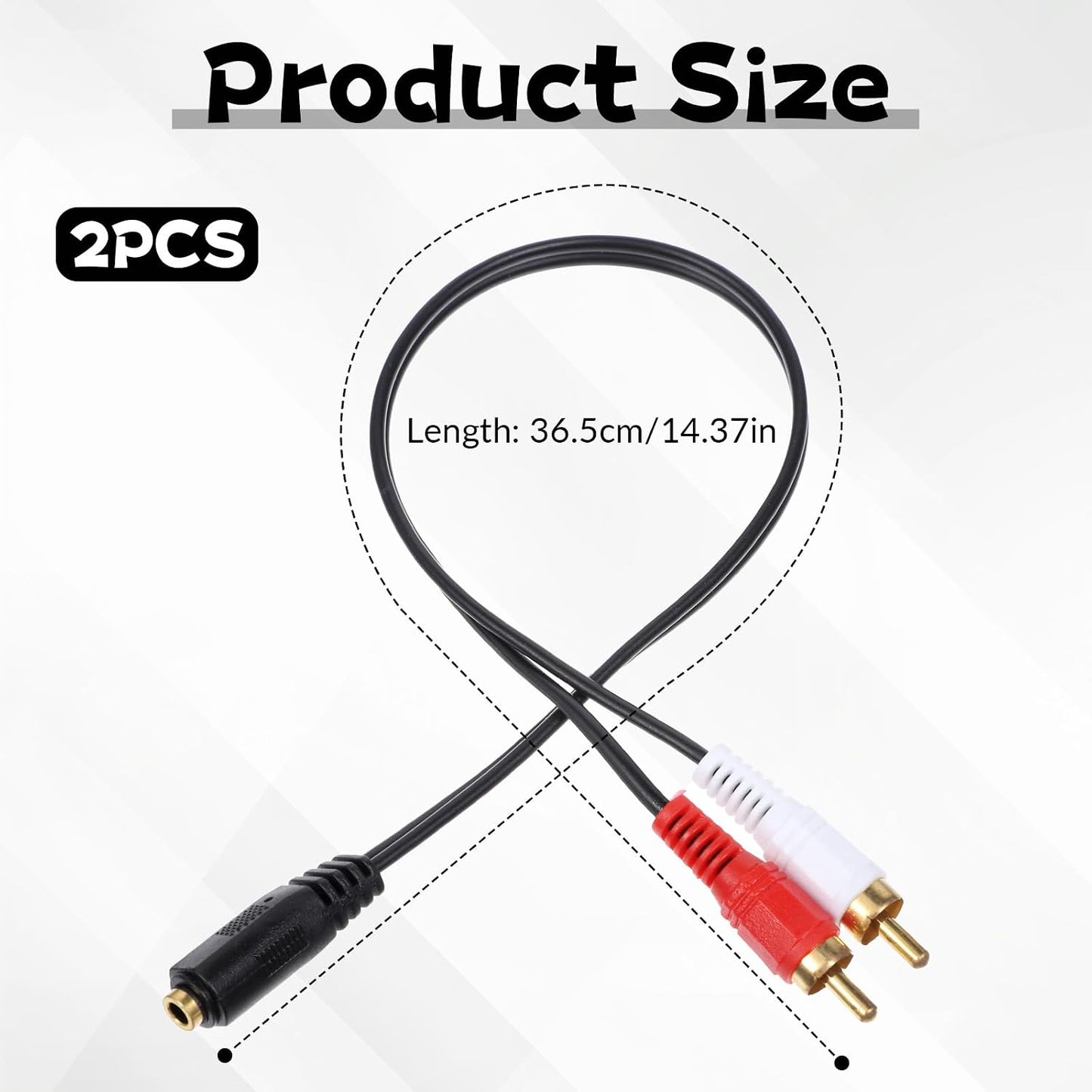 Xyembu 3.5mm 2 (1ft) MP3, Female to RCA Splitter Male Stereo Audio Y Cable Stereo RCA Y Splitter Audio Adapter with OFC