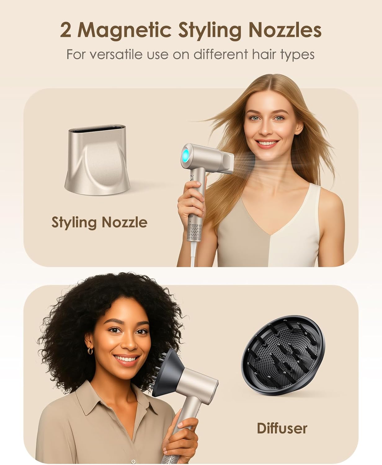 Skiennix Ionic Hair Dryer - 160,000 RPM Professional Blow Dryer with Diffuser | Lightweight, Low Noise, Fast Drying for All Hair Types