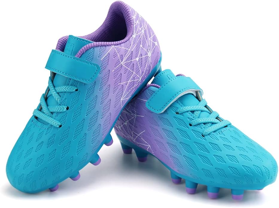 brooman Kids Firm Ground Soccer Cleats Boys Girls Athletic Outdoor Football Shoes