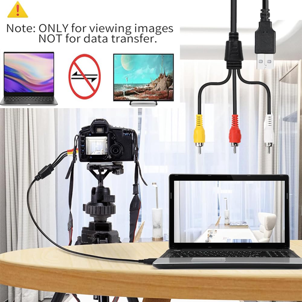 DUOYHIEL 5ft 3RCA USB to RCA Cable, USB Male to RCA Male Jack Splitter Audio Video Cable, Cord to Connect AV Adapter