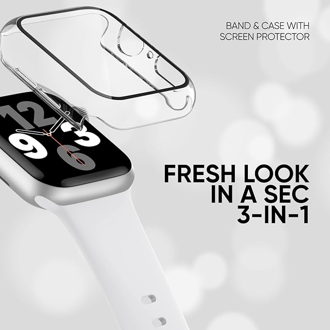 Compatible for Apple Watch Series 11 10 Band 42mm and Case with Screen Protector, Soft Silicone Sport Strap Bands and Protective Cover with Tempered Glass for iWatch Series 11 10