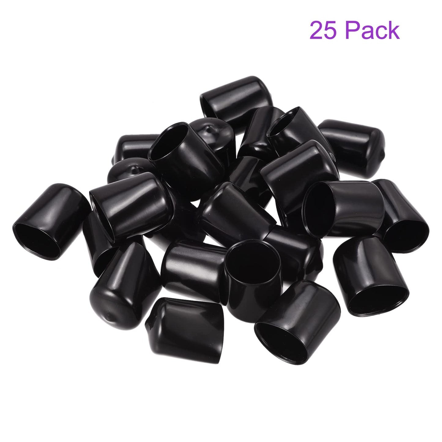 DMiotech 25 Pack 7/8" ID Black Screw Thread Protectors Rubber End Caps Bolt Covers for Screw Bolt Furniture Pipe