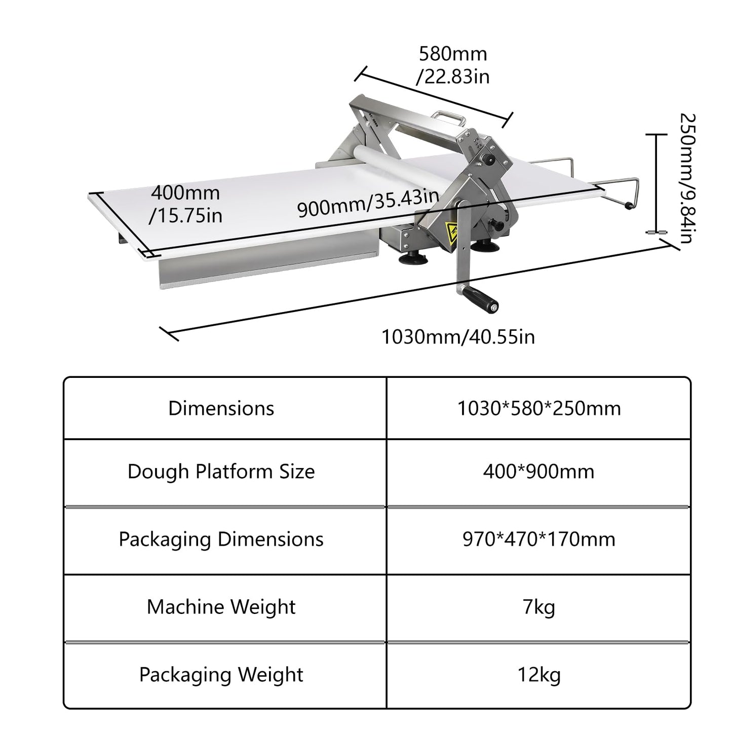 HNZXIB Foldable Dough Sheeter Machine, 15.75''×35.5''Manual Stainless Steel Portable Dough Roller with Silicone Pastry Mat, for Commercial Home Bakery, Puff Pastry, Pizza, Croissant