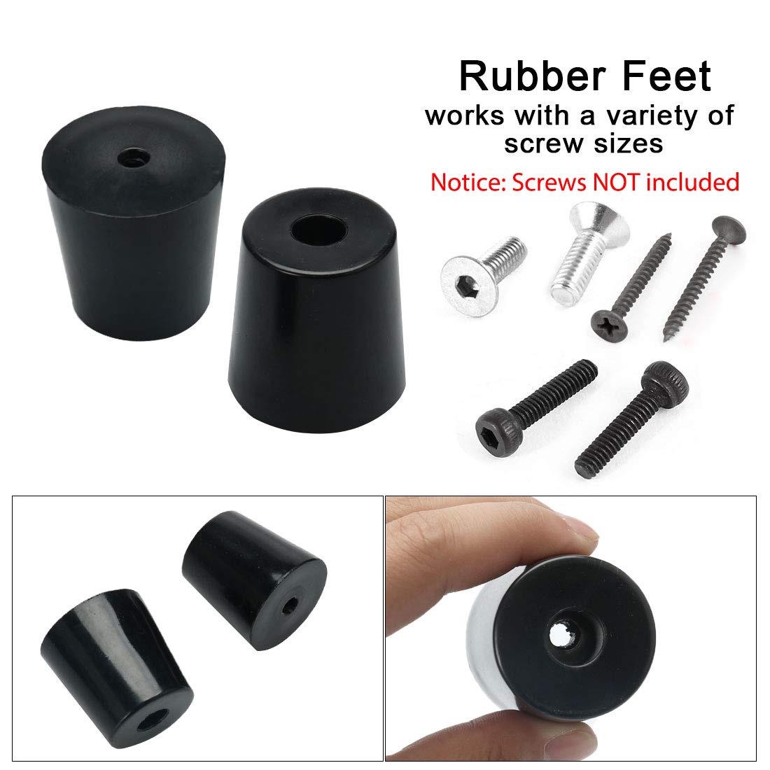 uxcell 4pcs Rubber Feet Bumper Buffer Feet Furniture Table Desk Cabinet Leg Pads Anti-slip with Metal Washer, D49x40xH50mm