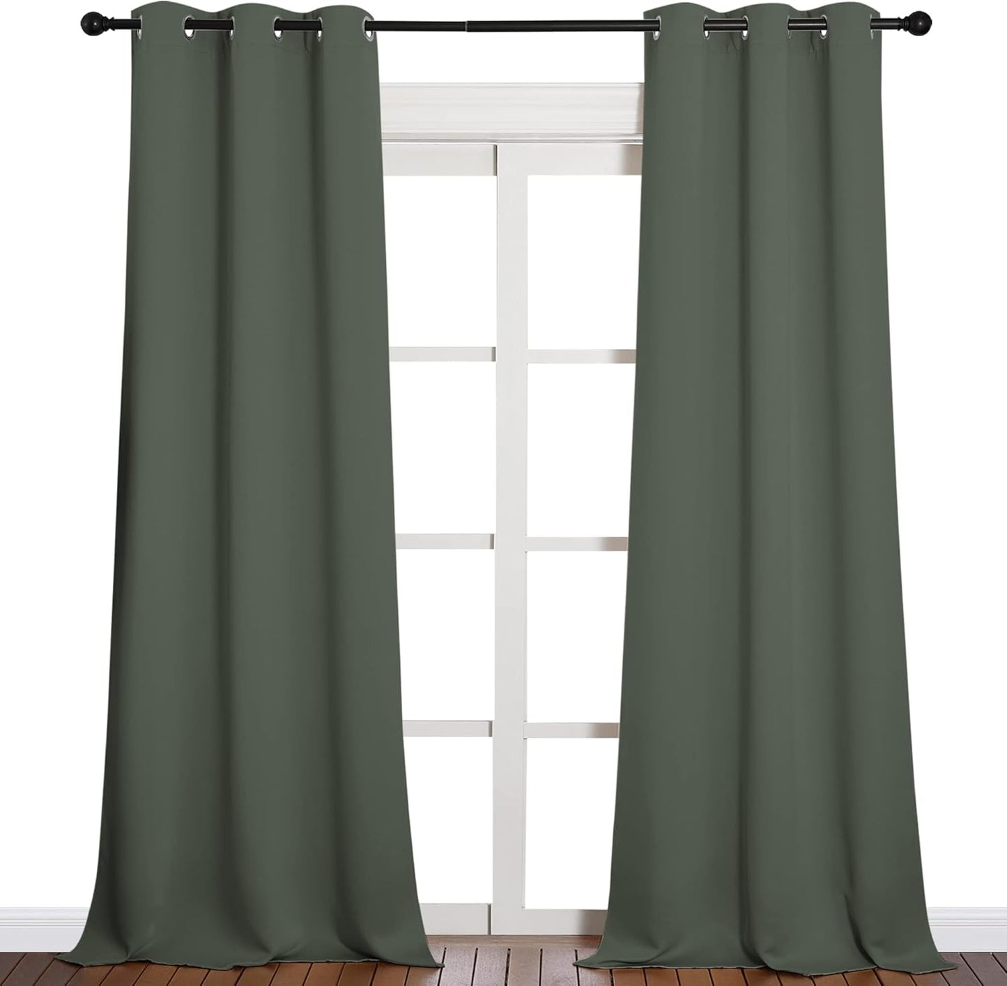 NICETOWN Room Darkening Curtain Panels - Energy-Efficient Toddler Boy Drapes | Dark Mallard, 42" W x 90" L, 2 Panels