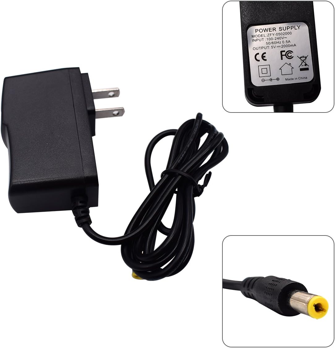 AMGUR 5V 2A 5.5mm 2.1mm T95Z T95, T95E, T95D, (3ft AC Power Adapter Replacement for Android TV Box - x DC Wall Charger