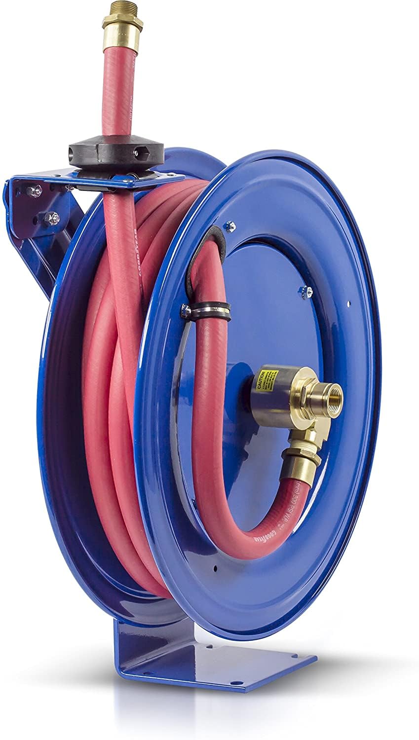 Coxreels SHF-N-525 Retractable Fuel Hose Reel, SH Fuel Series - 3/4” x 25’, 300 PSI - Easy-Maintenance with Brass Swivel and Multi-Position Mount Arm, Heavy-Duty Steel Construction, Made in the USA