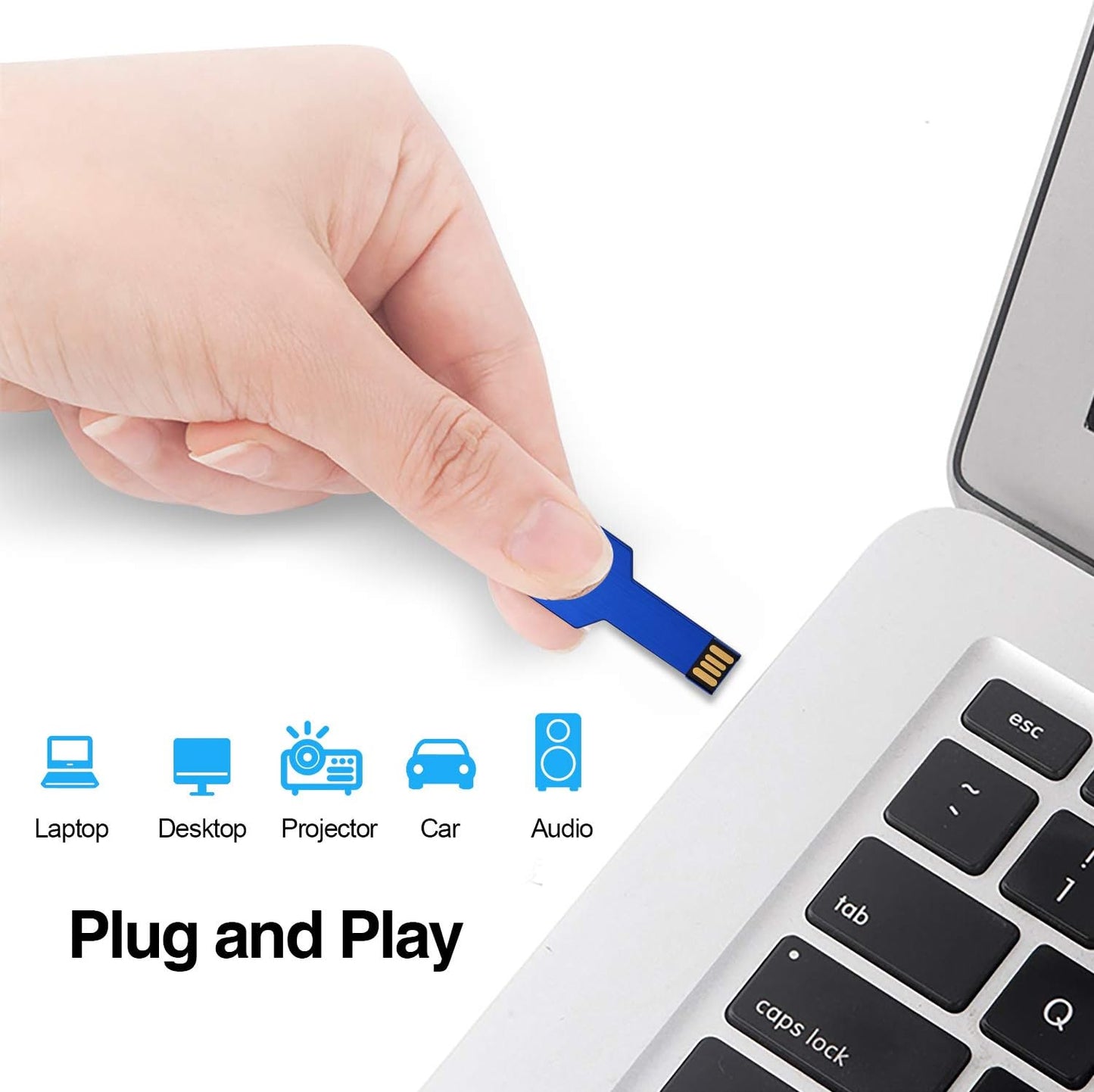 K&ZZ 16GB 5 Pack, USB2.0 16G Key Shape USB Flash Drive Metal Thumb Drive Flash Disk Memory USB Stick Expansion Disk