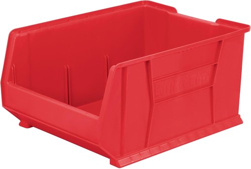 Akro-Mils Super-Size AkroBins | Space-Saving Stackable Plastic Storage Bins - 24" L x 18" W x 12" H, Red