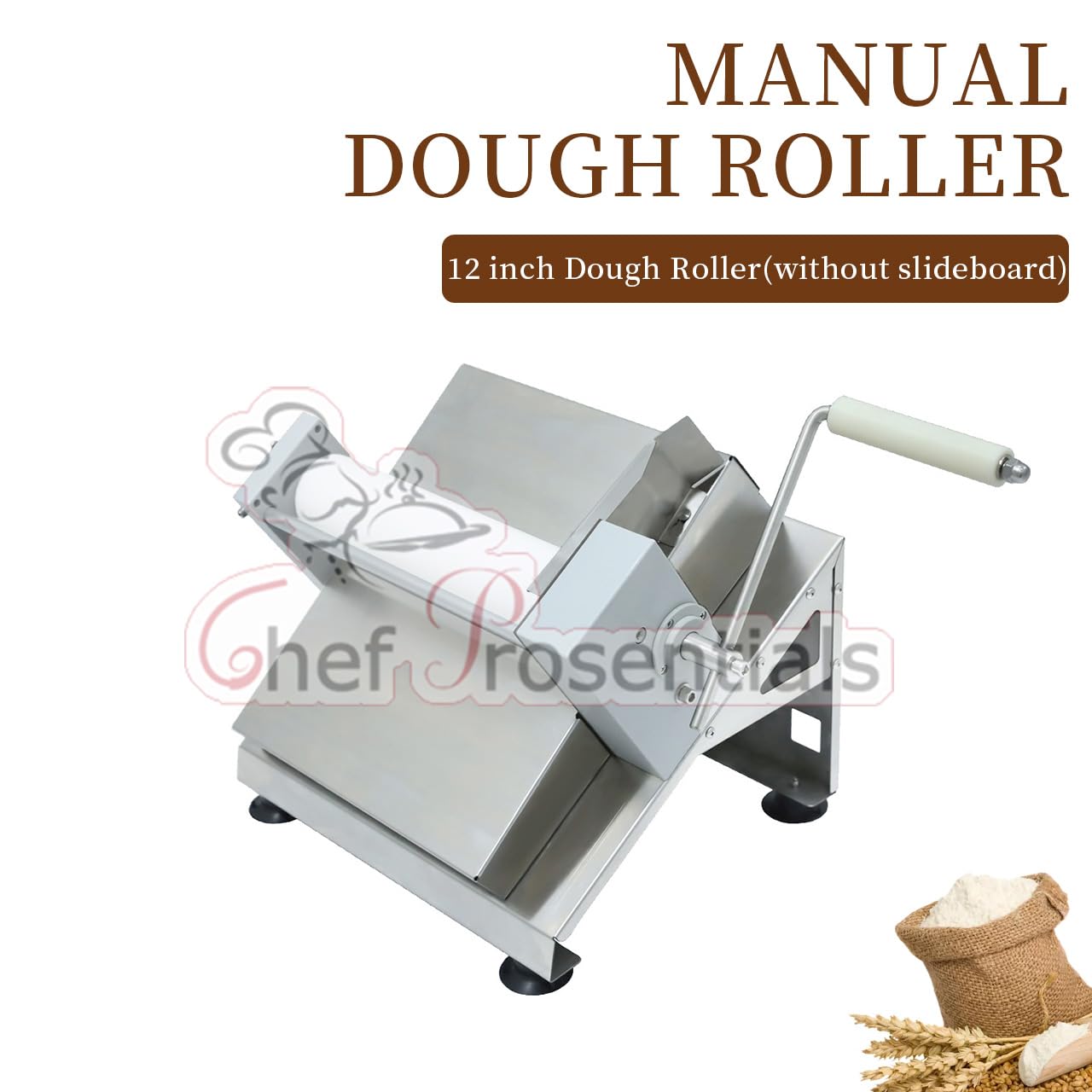 Chef Prosentials Manual Fondant Dough Sheeter, 12 inch Pastry Dough Roller, Croissant Baking Presser