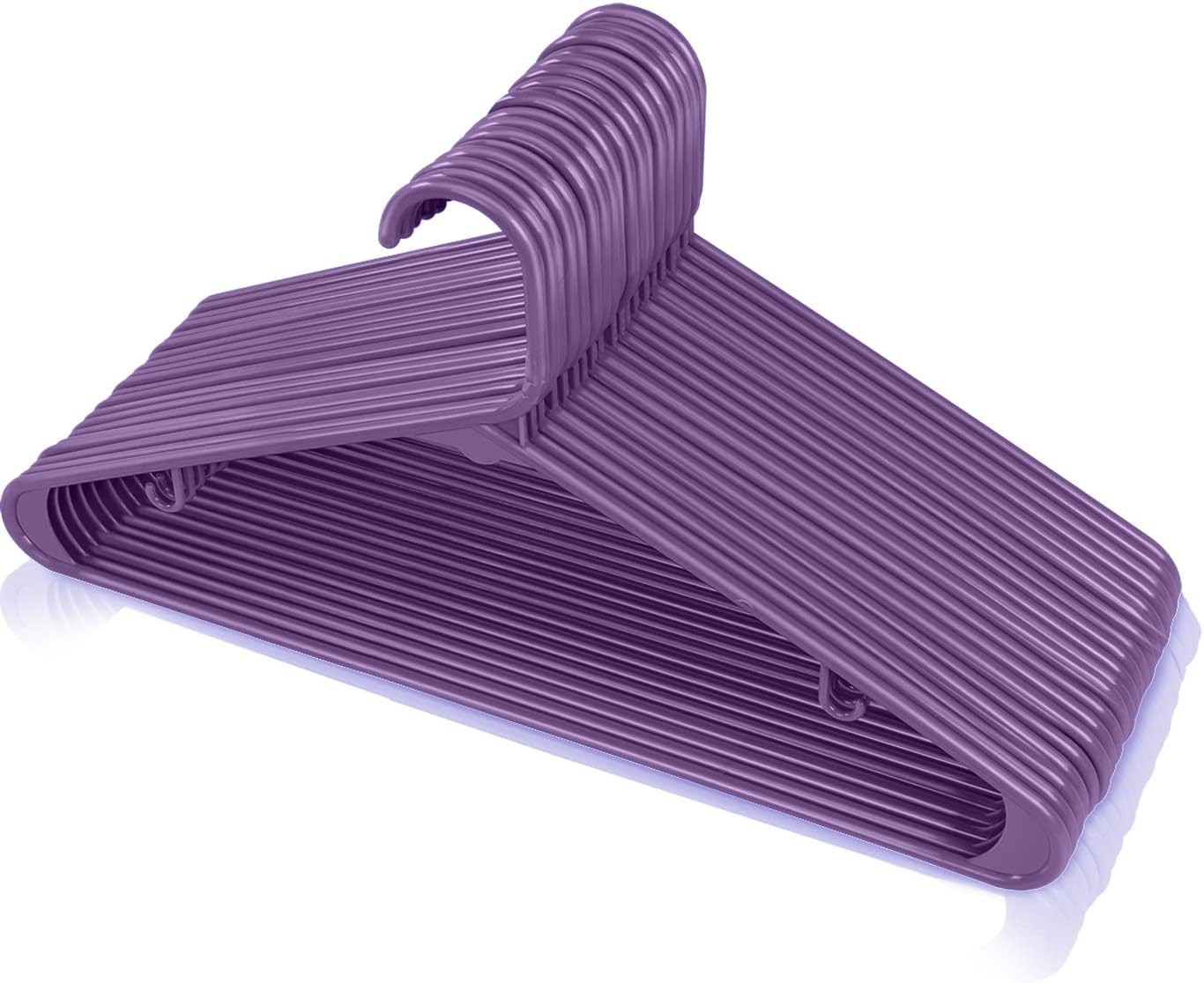 Utopia Home Plastic Hangers 200 Pack - Durable Space-Saving Clothes Hangers - Heavy-Duty Purple Design