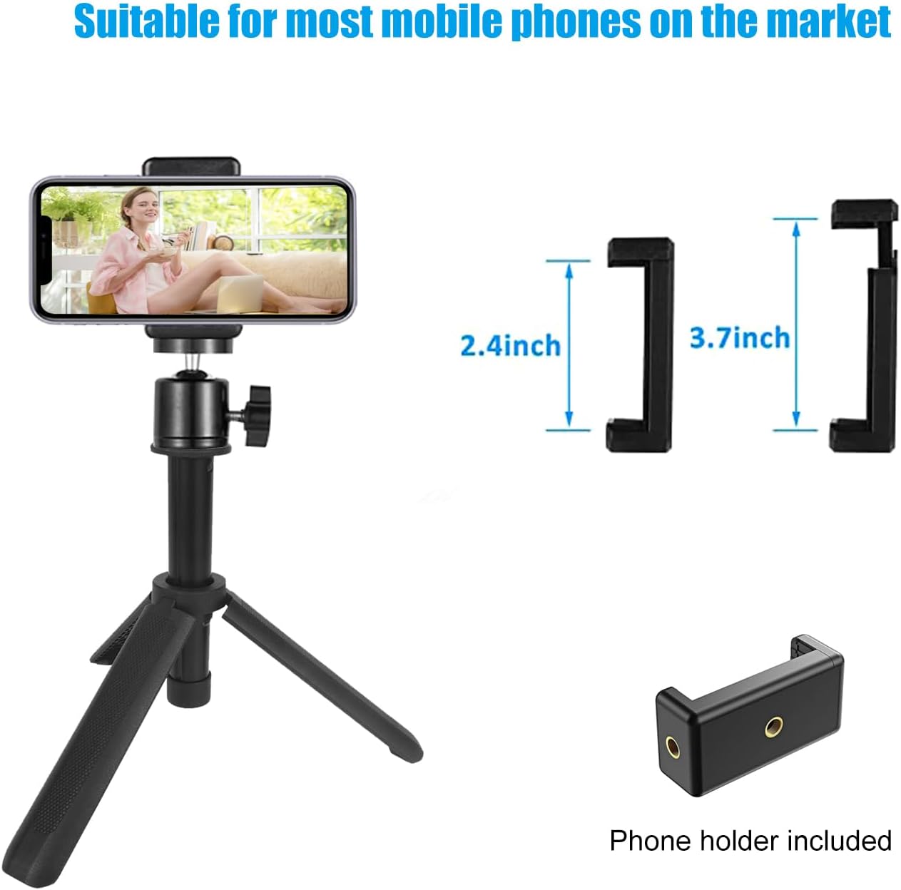 Khazylorr Webcam Tripod, Mini Tripod for Webcam Height and Angle Adjustment Small Desk Tripods for Camera, Desktop