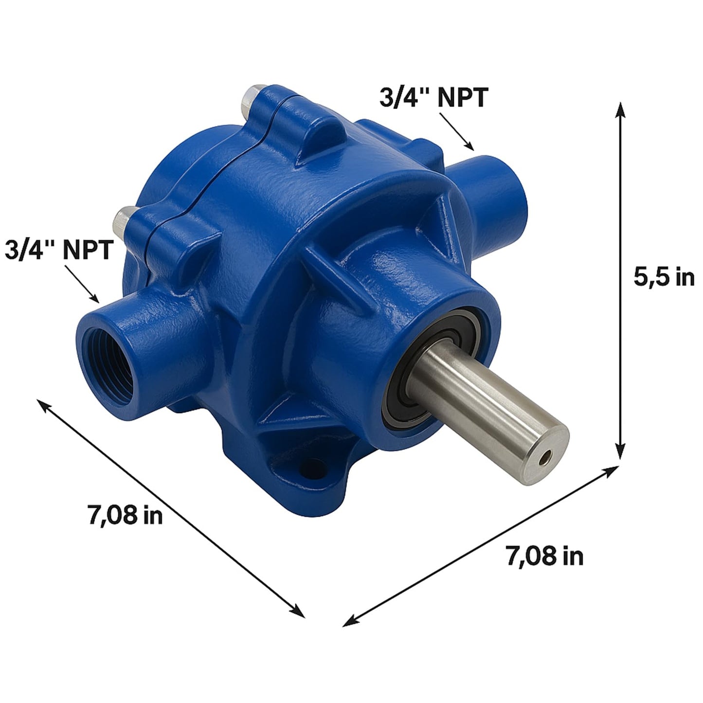 7560C 8-Roller Cast Iron Pump Compatible with Hypro 7560C – 22.5 GPM, 100 PSI, 3/4" NPT Ports, 15/16" Stainless Steel Shaft, Counter-Clockwise, Viton Seals, Self-Priming PTO Pump for Agricultural Lawn
