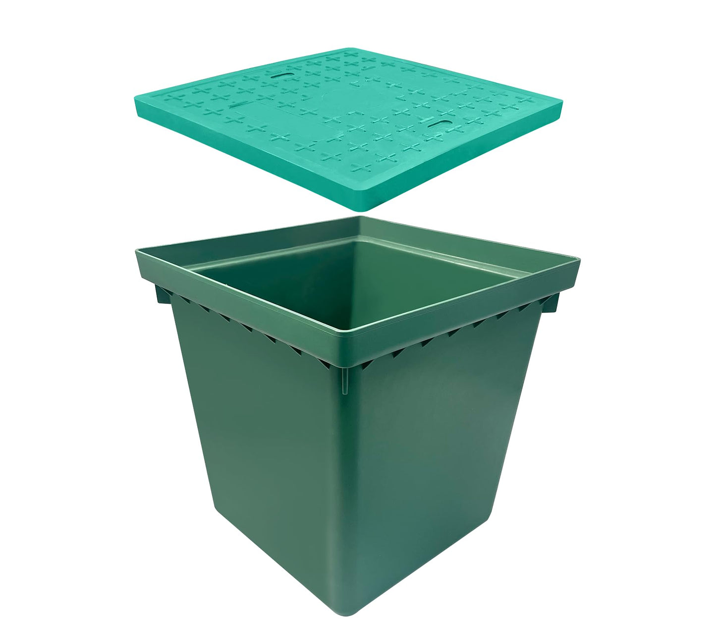 Natotela 20x20x20in Underground Splice Boxes W/FRP Inspection Lid Large Enclosure Pit Precast Polyethylene Distribution Pull Box Access Electrical Junction Drillable Tapered Wiring Cable Chamber