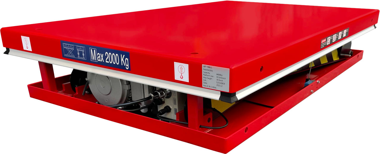 Electric Hydraulic Scissor Lift Table, 4,400 lb. Capacity, 51" x 33-1/2"