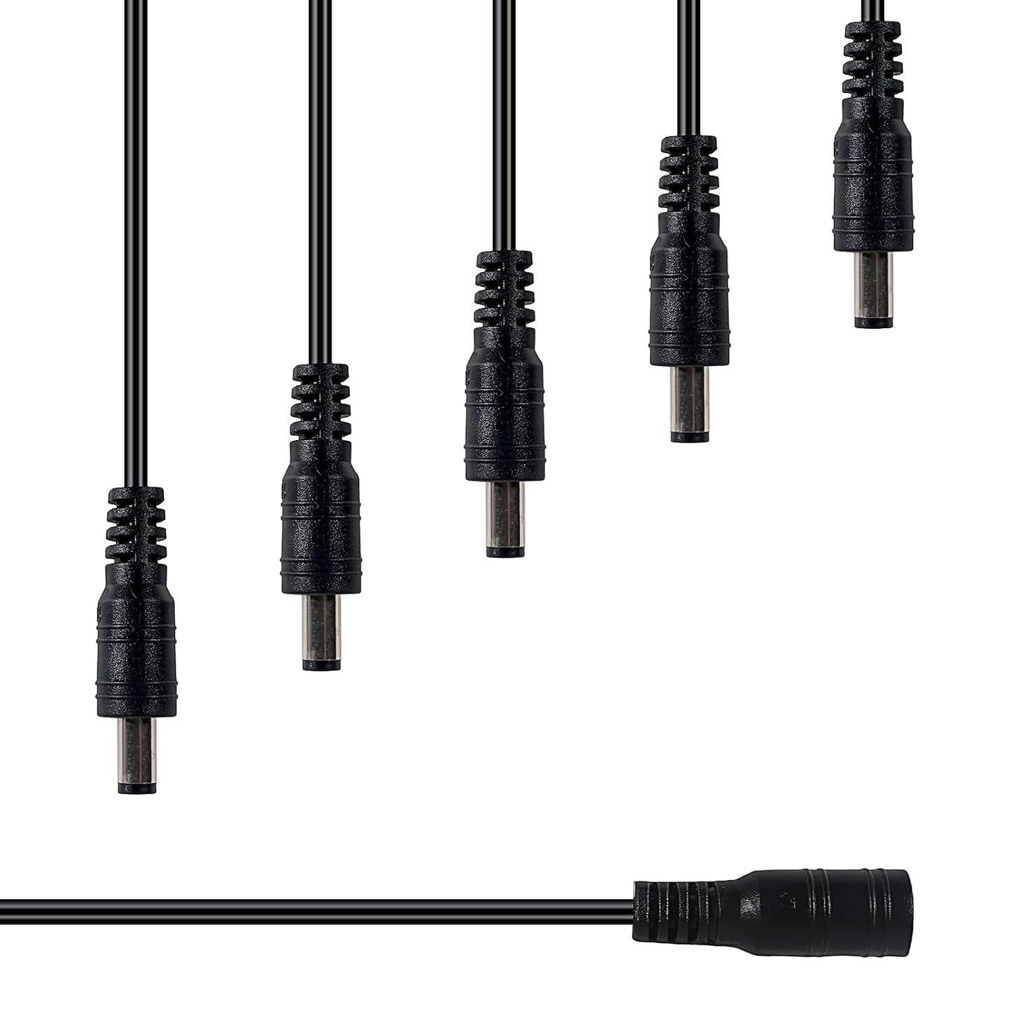 ATNSINC 10Pairs 12v 2.1mm 5.5mm DC Power Cable Male Female Connectors x DC Pigtail Adapter for CCTV Security