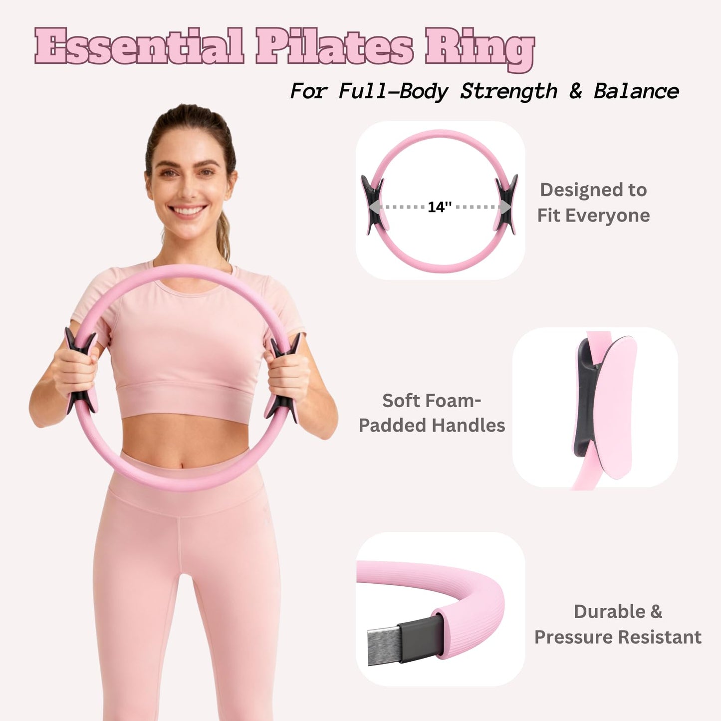 Awakique Pilates Kit, Home Pilates Kit with Pilates Ring and Ball Set, 14-Piece Full Body Pilates Workout Set with Resistance Bands, Sliders, Ankle Weights & Grip Socks for Home Workouts