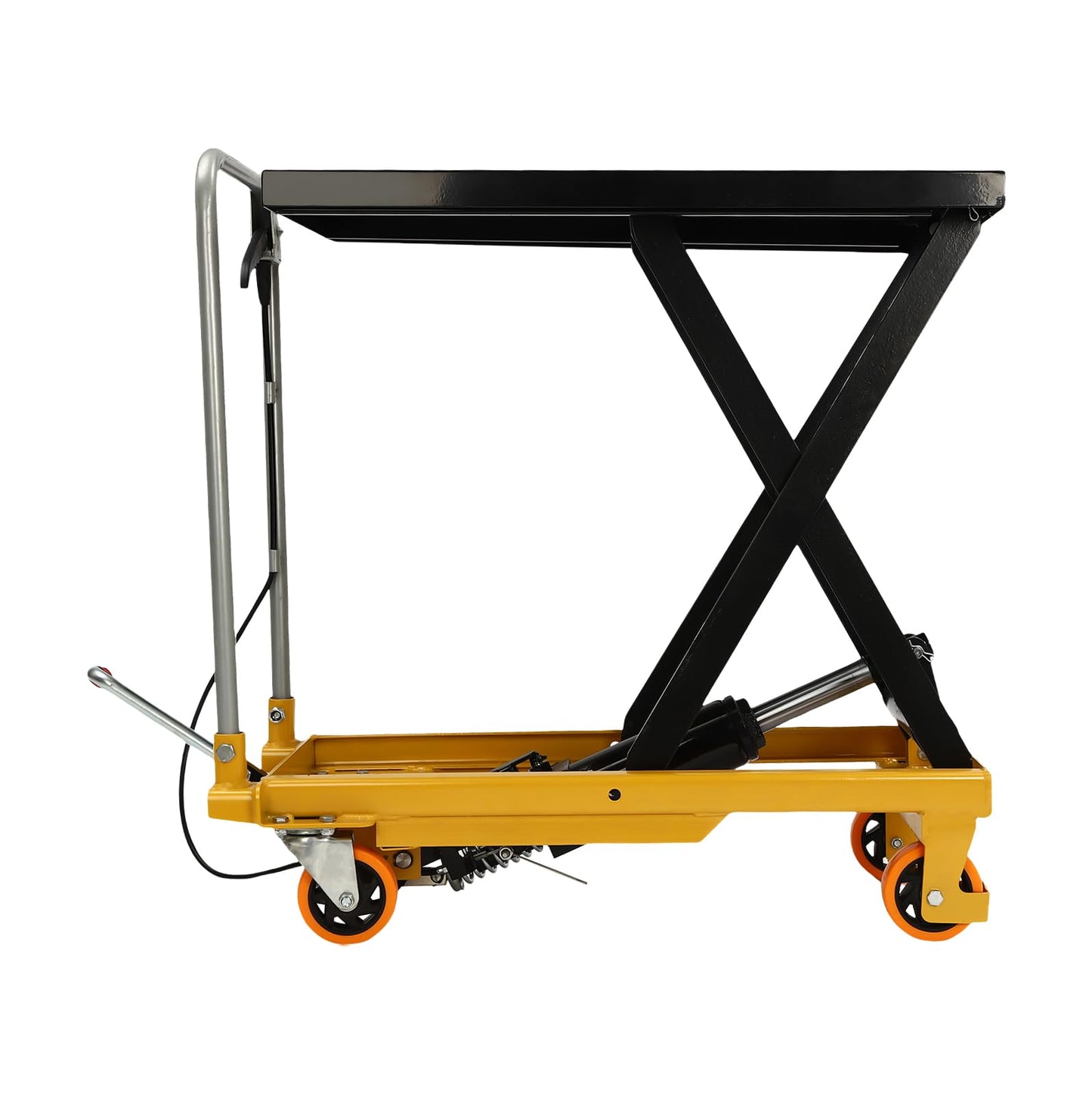 Single Scissor Lift Table, 500lbs Hydraulic Lift Table Cart 28.5" Lift Height Manual Hydraulic Scissor Cart Multi-Function Mobile Platform Cart with 4 Wheels for Material Handling and Transportation
