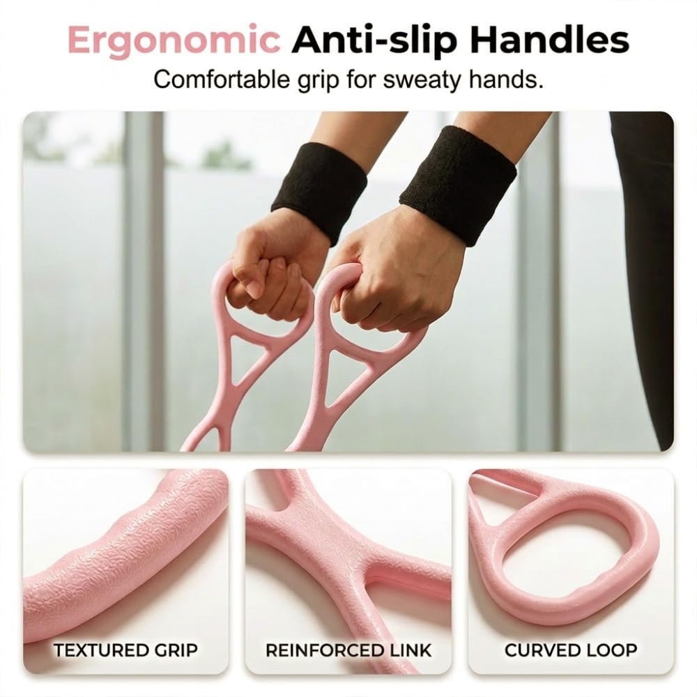 Figure 8 Resistance Band with Handles, 2026 New Resistance Bands for Women & Men, Workout Bands with Non-Slip Handles for Toning, Posture Correction, Home Gym, Yoga (Blue-2PCS)