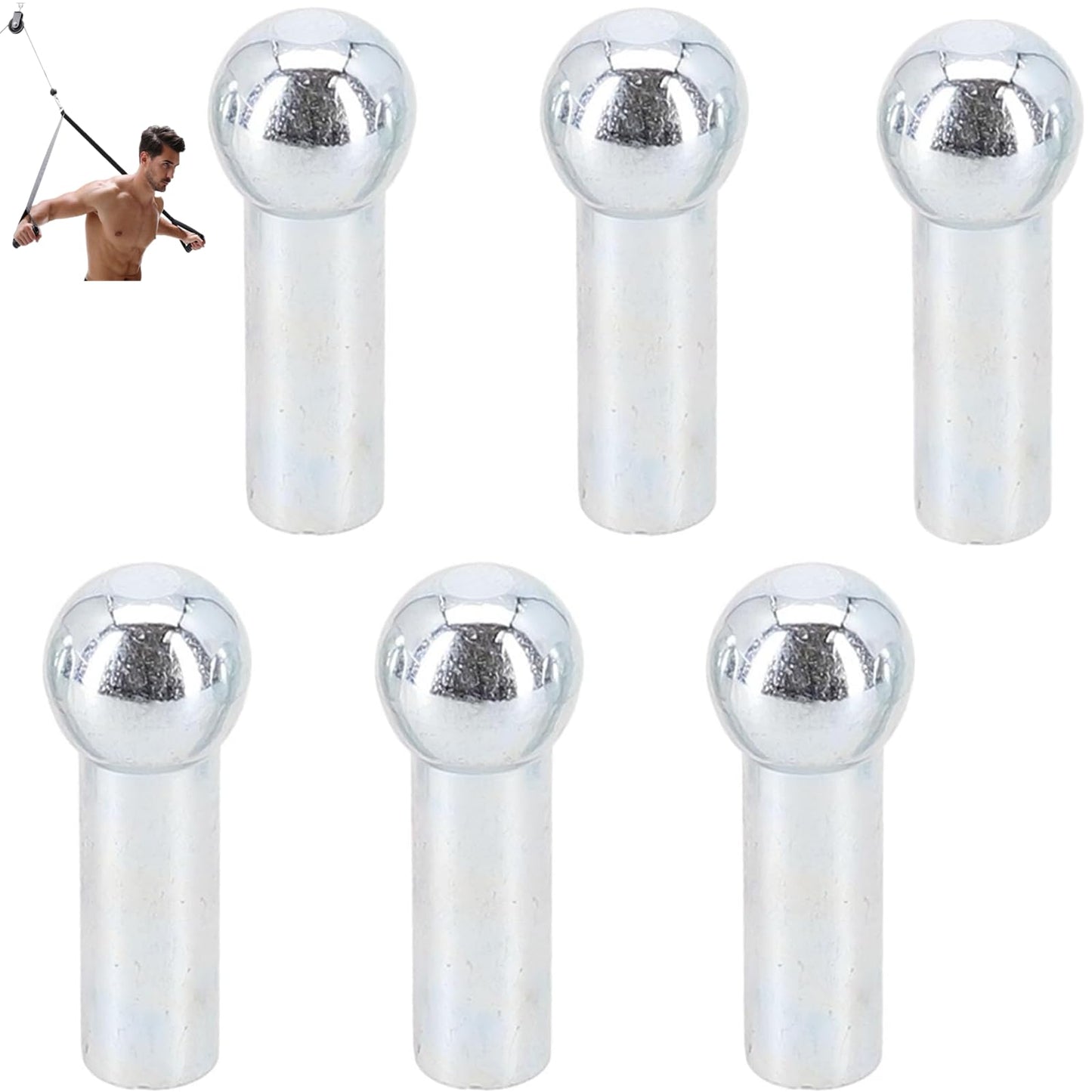 6 Pack Gym Cable Ball Stopper Gym Pulley Machine Stopper Cable Ball Terminals Wire Port Joint Parts Weight Machine Accessories Fitness Equipment Running Yoga Accessories for Home Gym Machine(6mm)