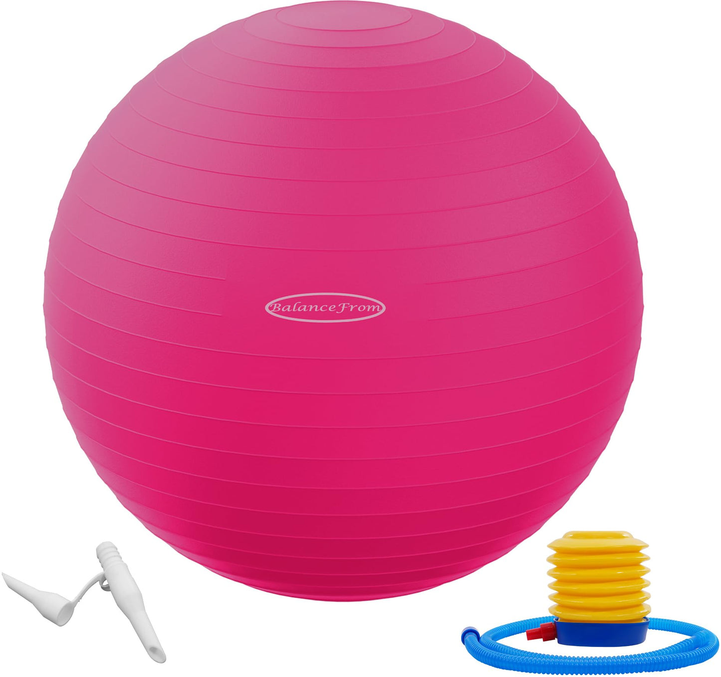 Fitvids Anti-Burst and Slip Resistant Exercise Ball Yoga Ball Fitness Ball Birthing Ball with Quick Pump, 2,000-Pound Capacity, Pink, 30-inch, XL
