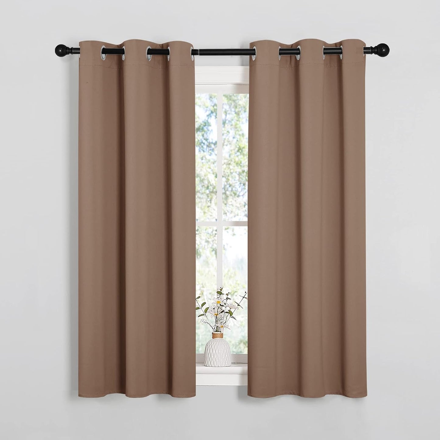 NICETOWN Room Darkening Curtain Panels - Thermal Insulated Grommet Drapes for Bedroom | 34x54 Inches, Cappuccino