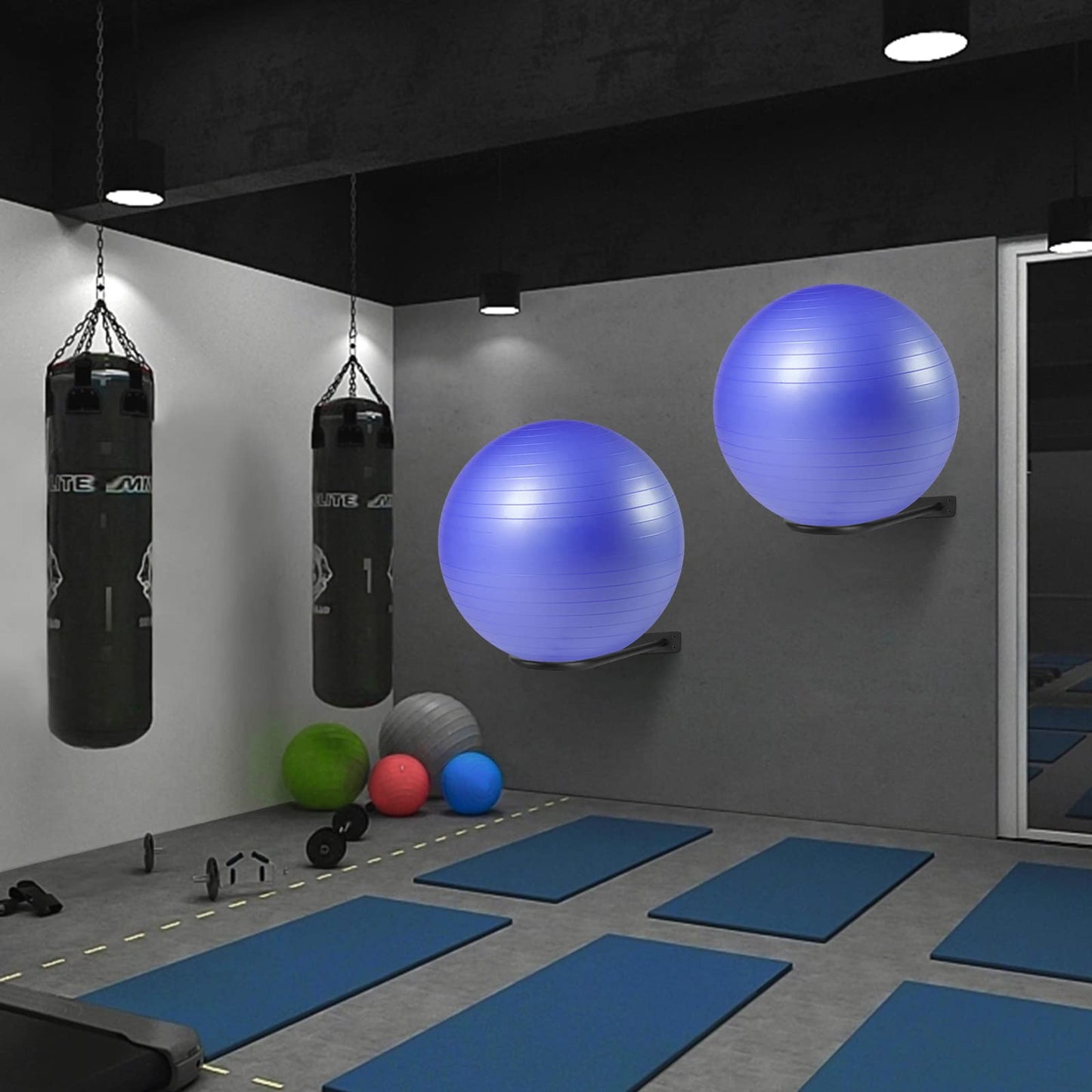 XIAO PEI Medicine Ball Rack - Wall Mount Stability Ball Storage Rack(1 Black)