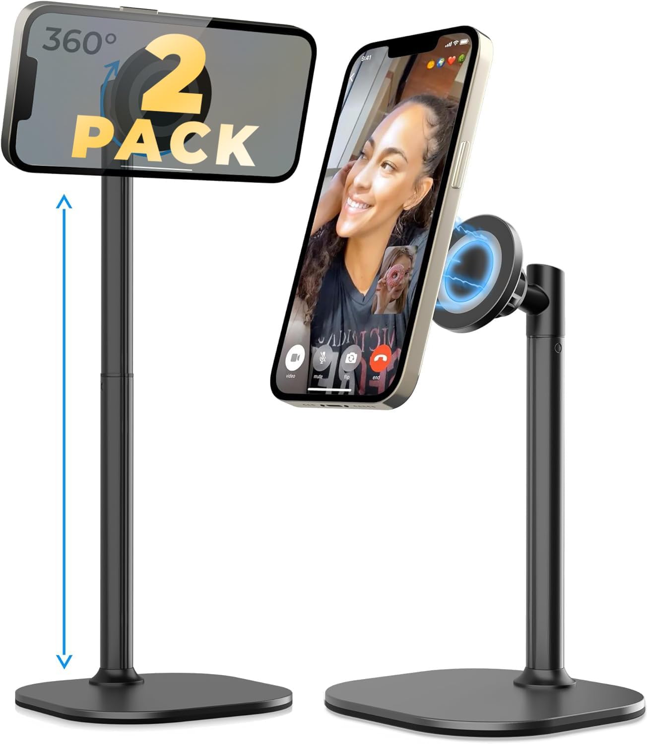 COOPER 17 16/15/14/13/12 (x2 Pack MagStand - iPhone Stand for Desk & Video Recording, Compatible with MagSafe, Stand