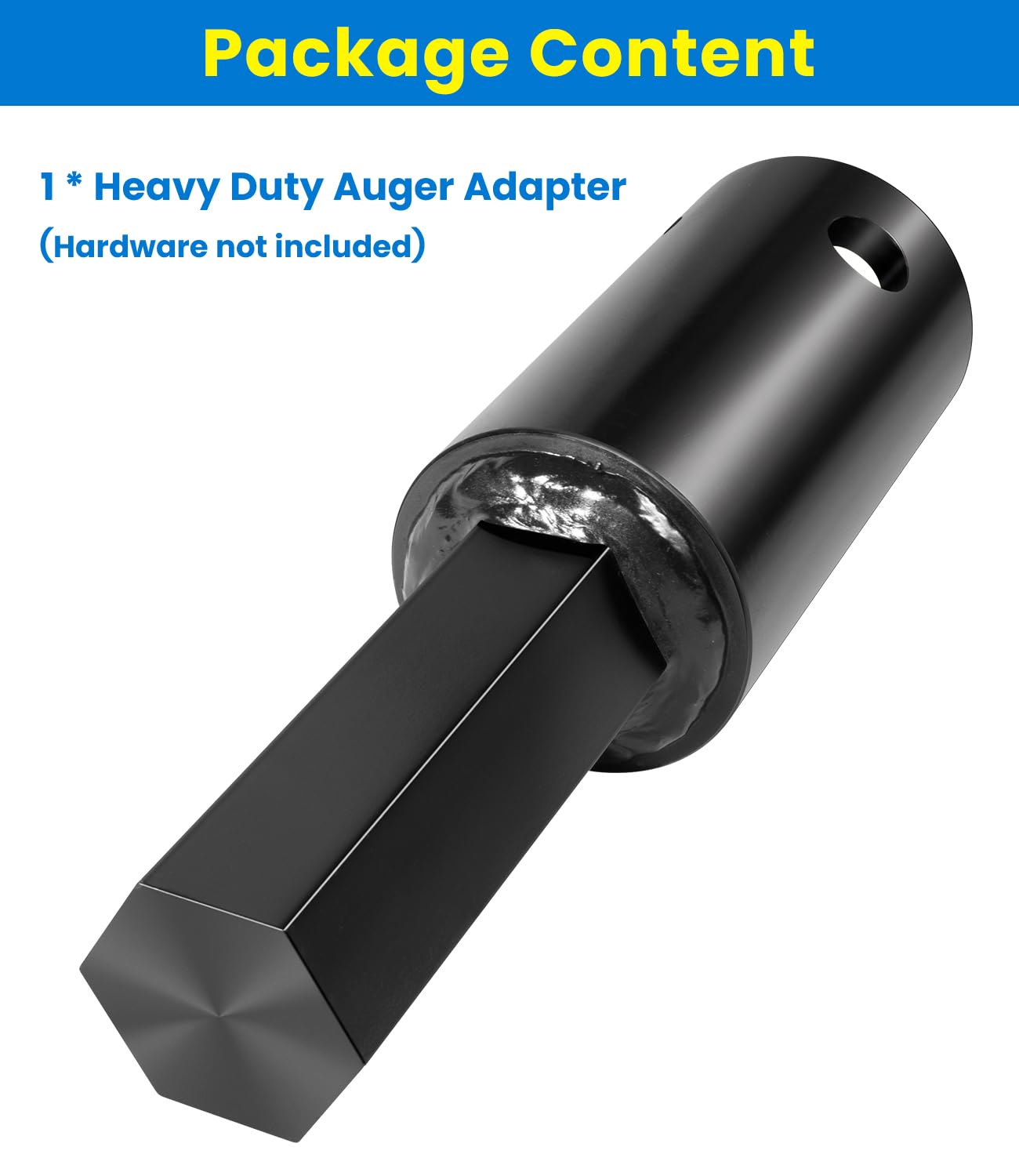 Heavy Duty Auger Adapter 2-9/16" Female Round to 2" Male Hex for Augers, Skid Steers, Tractors, Post Hole Diggers