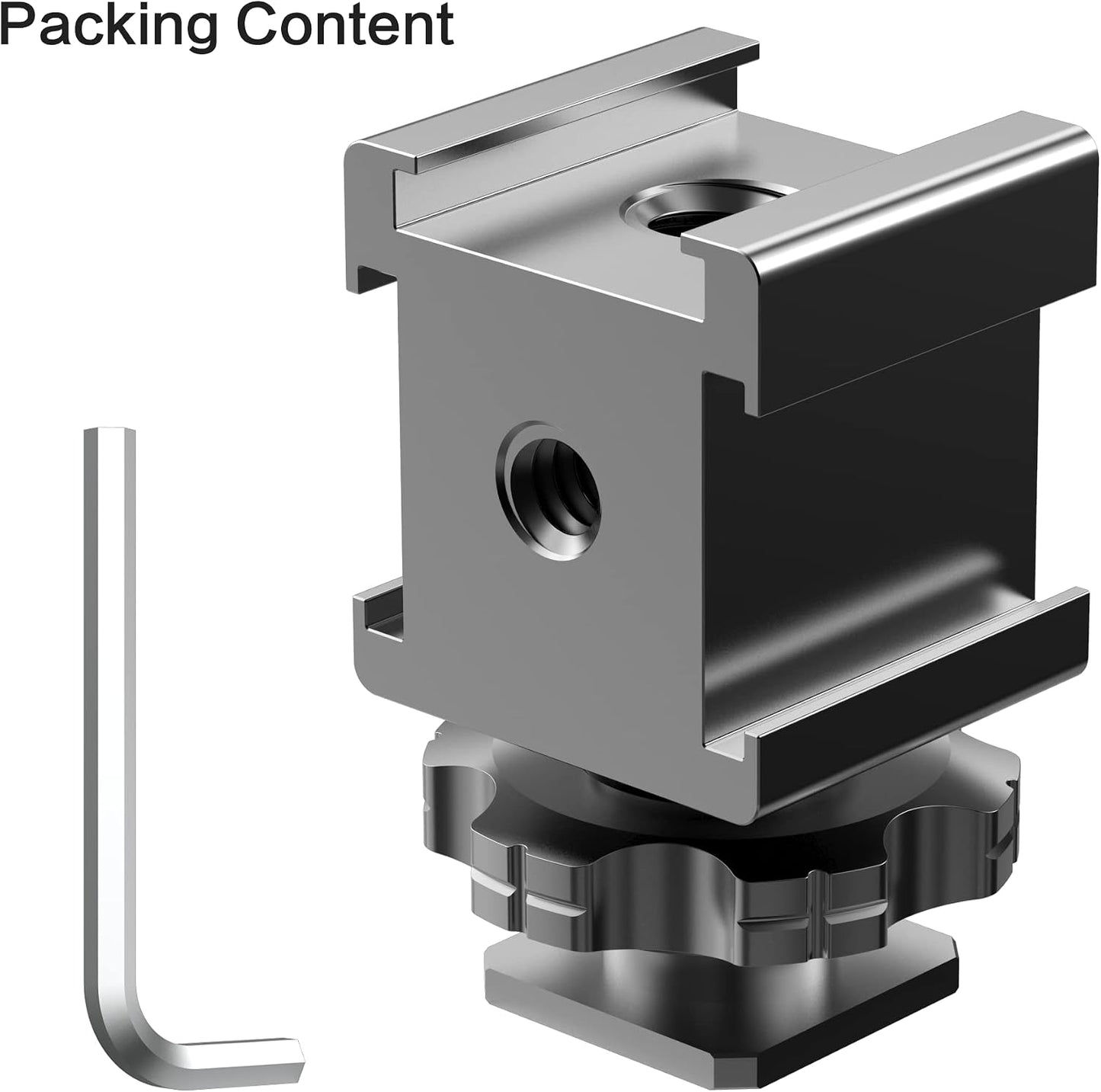1/4"-20 3/8"-16 Triple Cold Shoe Mount Adapter, Cold Shoe Adapter Extension Bracket,Cold Shoe Mount Adapter