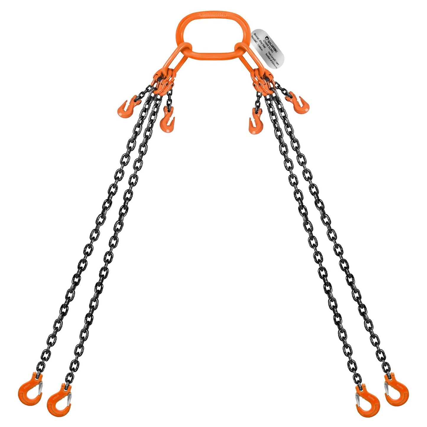 SALUINOKI Lift Chain Sling with Hooks 10Ft 4 Way x 5/16 inch 11000lbs 5 Ton for Chains Lifting