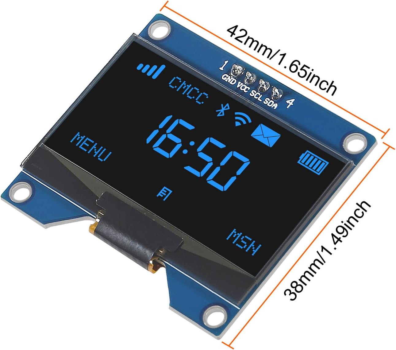 JUZITAO 2PCS 1.54 Inch I2C 12864 128x64 SSD1309 I2C OLED IIC Display Module Pixel Driver Serial Interface Display Board
